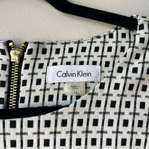 NWT Calvin Klein Women’s 14 Black & White Jacquard Sheath Sleeveless Dress